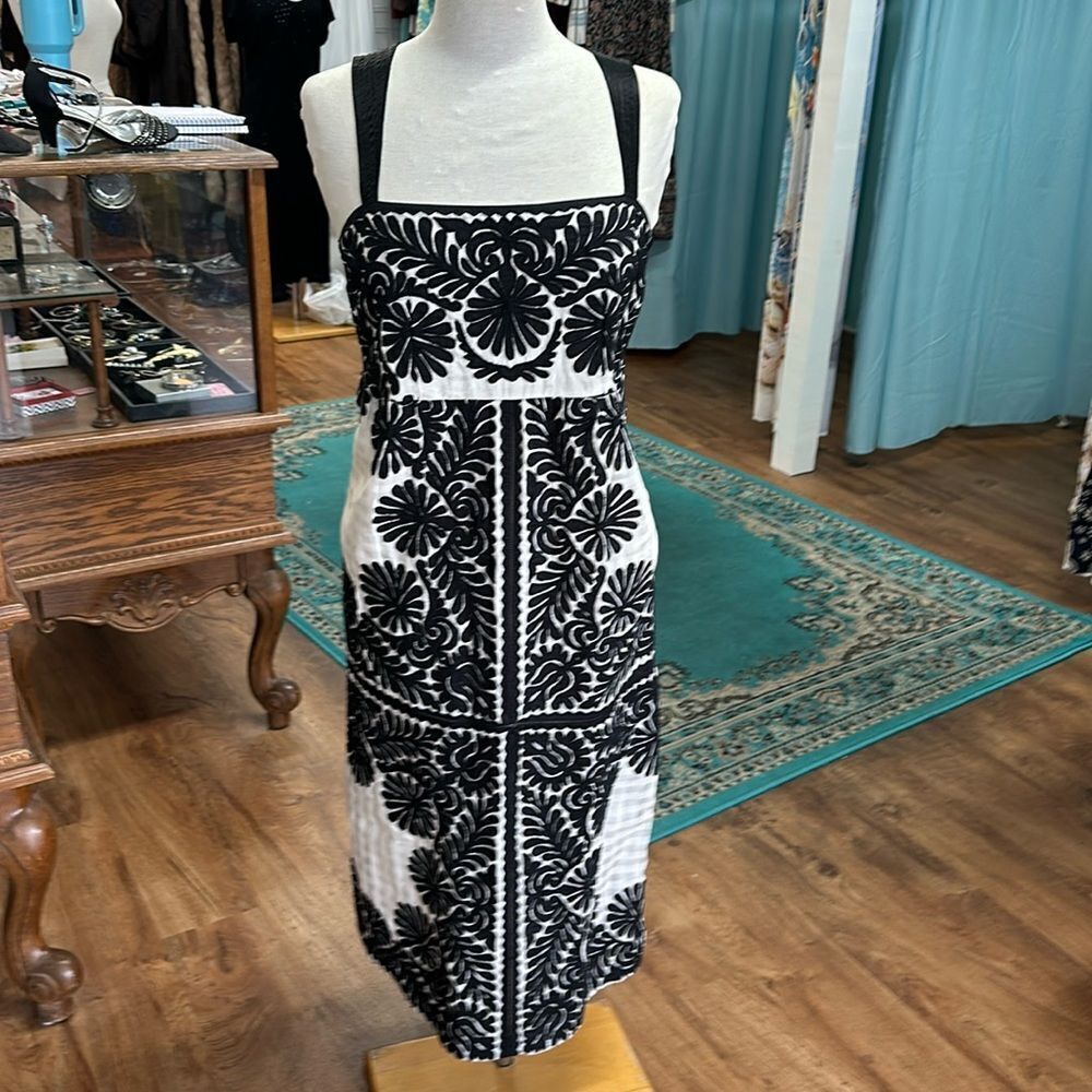 Ulla Johnson Handmade Black/Ivory Pattern Dress Size Small